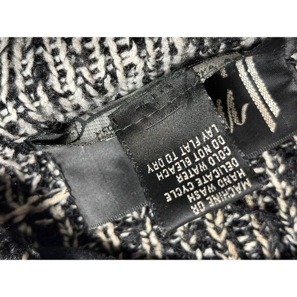 Vintage Mento Par Le Chois II Sweater Womens 1X Black White Open Cardigan 90s - Picture 4 of 6